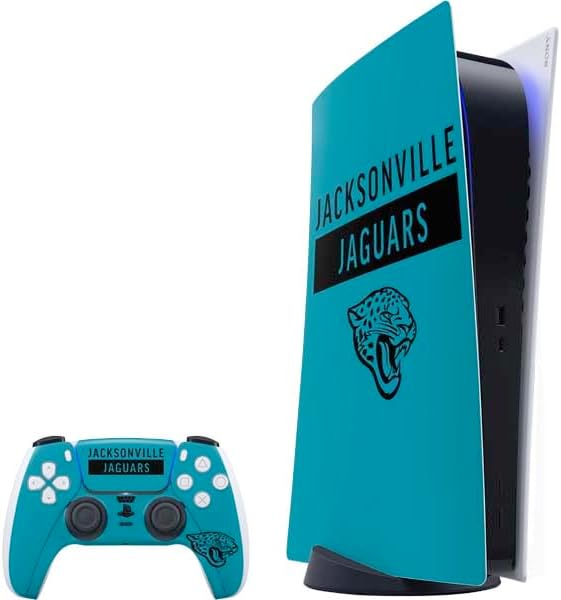 Skinit Decal Gaming Skin Compatible with PS5 Bundle - Officially Licensed NFL Jacksonville Jaguars Large Logo Design