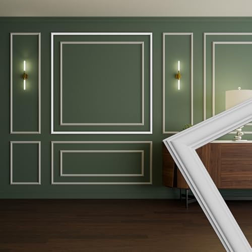 HEXIM Stuckleisten Wandrahmen Sets HDPS weiß - Auswahl an Größen für Wand, Decke, Bilder & Spiegel - Vielseitig einsetzbar in Wohn-, Büro- oder Ausstellungsräumen (RM01-G 140X140CM)