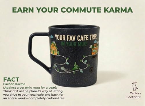 Image of Coffee Mug Set Made with Rice Husk & Bio Composite Material | TurtleBrew Coffee Mug Travel | Microwave & Dishwasher Safe (Midnight Black, 200 ml Pack of 2)
