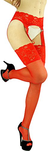 Image of ToBeInStyle Women's Attached Garter Belt Suspender Nylon Stocking Pantyhose