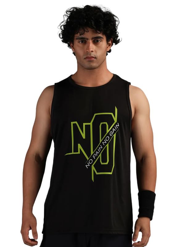 Image of CHKOKKO Tank Tops Sleeveless T-Shirt for Men Dry Fit Vest Gym Wear Graphic Printed Stylish Round Neck Running Sando for Sports Workout Fitness & Casual or Beach Wear