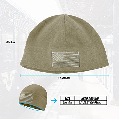 American Flag Fleece Watch Cap, Usa Multi-Season Army Military Tactical Beanie, Winter Warm Beanie, Olive, One Size #TOP3