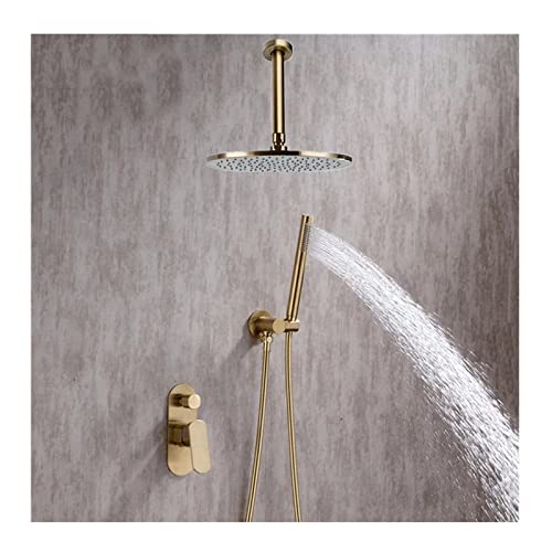 Système de douche de plafond or avec ciel de pluie haute pression et douchette
