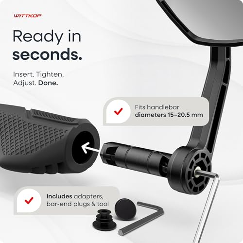 image for WITTKOP Bike mirror | Large HD field of vision | 360° rotatable & fol