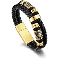 Bandmax Pulsera de Cuero Trenzado para Hombre 25cm Brazalete