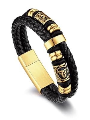 Bandmax Pulsera de Cuero Trenzado para Hombre 25cm Brazalete Vikingo de Doble Capa con Cuentas de Acero Inoxidable y Cierre Magnético | Ya disponible en tu tienda friki favorita! En mundofriki.es! Bandmax Pulsera de Cuero Trenzado para Hombre 25cm Brazalete Vikingo de Doble Capa con Cuentas de Acero Inoxidable y Cierre Magnético | Ya disponible en tu tienda friki favorita! En mundofriki.es!