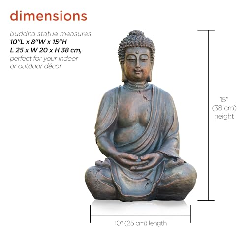 Alpine Corporation 38 cm Tall Indoor/Outdoor Meditating Buddha Statuary Décor