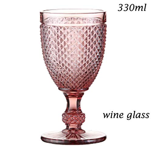 HYS Champagne Glass Water Cup for Drinking Red Wine Glass Beverage Milk Glasses Ice Cream Cup Salad Bowl Lead-free Glass Pink Blue,wine goblet 330ml