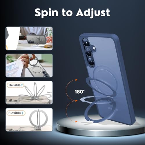 Image of AIBEX Back Cover OStand for Samsung S26 Plus 5G MagSafe Compatible | Ring Kickstand with Magnetic Alloy Ring Metal | Wireless Charging Support | Scratch Resistant Slim | Armor Protection Case - Blue