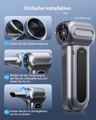 Elektrische Staubgebläse, orantronx Druckluft Air Duster 200000 U/Min, 4-Gang Einstellbare Akku Gebläse, Mini Gebläse USB-Aufladung, Reinigung für PC, Tastatur, Auto, Sofa, Laptop, Haus, Outdoor