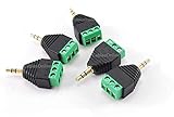 CablesOnline 3.5mm (1/8in) Stereo Male Plug to AV 3-Screw Terminal Block Balum Connector, (5-PACK)(PL-CN13-5)