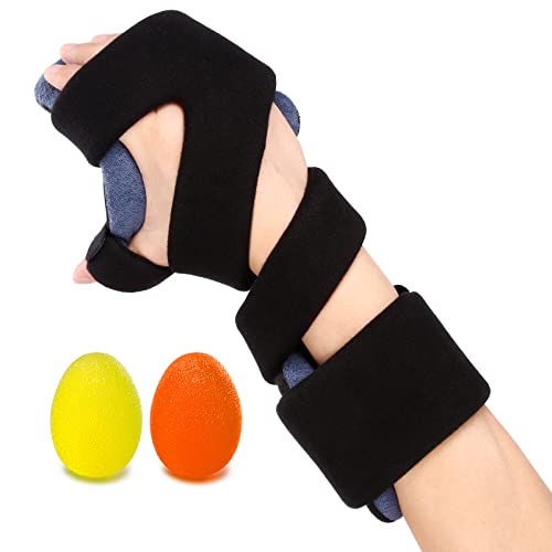 Velpeau Stroke Resting Hand Splint - Night Immobilizer Wrist Brace with Finger Support - Thumb Stabilizer Wrap - For Muscle Atrophy Rehabilitation, Arthritis, Tendonitis, Carpal Tunnel Pain (Right-M)