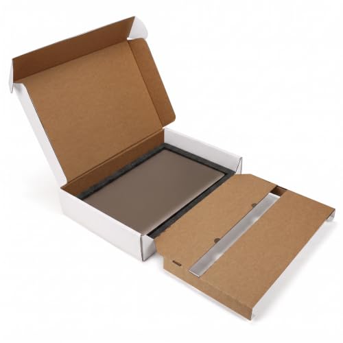 Image of CRUGLA White Laptop Shipping Box with Cushioned Foam, Up to 17 inch Corrugated Cardboard Mailer for Laptop Notebook Shipment, Secure Packaging Solution, 1 Pack