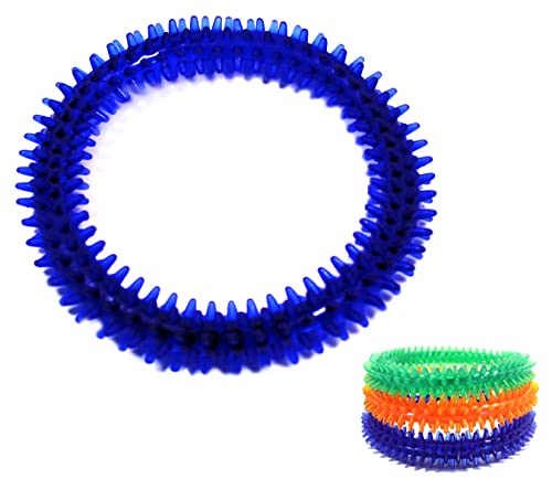 Honeey Puppy Biting Dog Chew Ring Toy Dental Soft Rubber Teething Training, Dogs less than 10kg (2x Blue Rings)