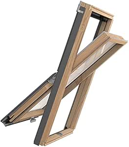 Solstro DPY B900 Dachfenster, Holzfenster mit Slim-Blendrahmen und Doppelverglasung mit Universal-Eindeckrahmen - C2A, 55 x 78cm