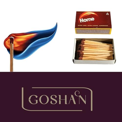 Image of GOSHAN HomeLights Small Match Box (Pack of 4 X 5 Matchboxes) Karborised 40-45 Match Sticks for Kitchen, Pooja & Craft | Extra Long, Extra Strong Matchsticks