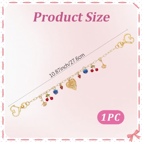 Extensor de correa para bolso con charms de frutas y baño de oro 18K 3