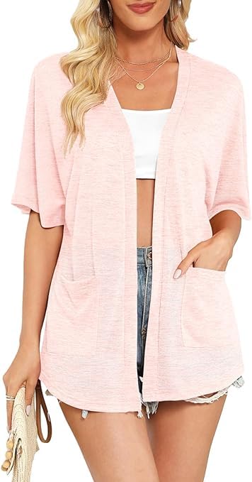 Yommay Strickjacke für Damen Sommer Leicht Kurzarm Atmungsaktiv und Sonnenschutz Frühling Herbst Cardigan