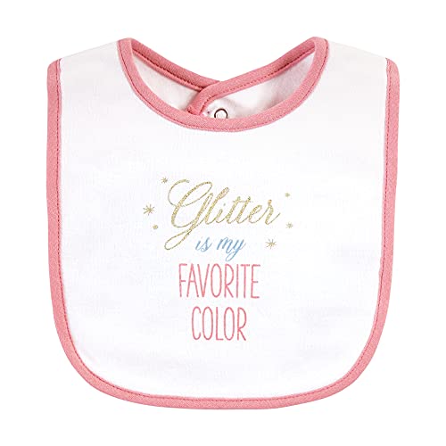 Image of Hudson Baby Unisex Baby Cotton Bibs, Glitter Unicorn, One Size