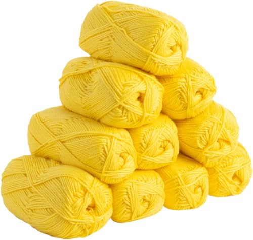 Image of ProKart Premium 4 Ply Woolen Knitting Yarn, Yellow Mango (100g x 4 Pack). Soft Yarn for Knitting, Crochet and Crafts. Ideal for Sweaters, Scarves, Hats, Baby wear, Purses and DIY Projects.