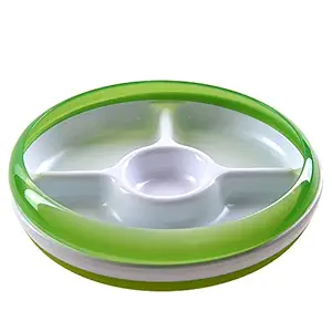 OXO Tot Divided Plate with Removable Training Ring and Dipping Center-Green