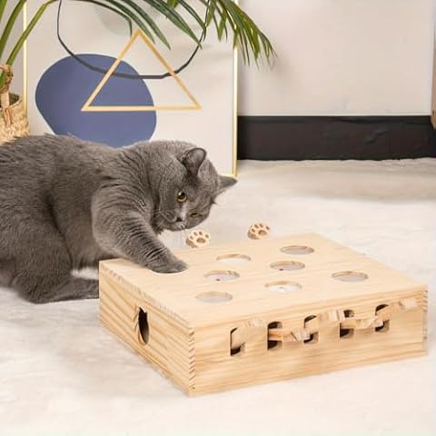 OCACA Cat Toy, Interactive Whack-a-mole Solid Wood Toys for Cats Cover