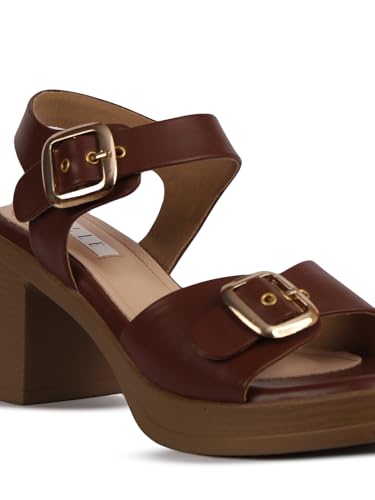 Image of ELLE Women's Block Heel Backstrap Sandal with Buckles details