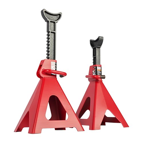 Maxority Heavy-Duty Adjustable Jack Stands for Cars, SUVs, and Light Duty Trucks, Tire Changes, Repairs, Automotive Lifting with Handle Lock, 6 Ton Capacity, Set of 2, Red