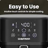 Chefman Air Fryer – 6 QT Compact Airfryer for Quick & Easy Meals, Features Hi-Fry Technology for Extra Crisp, Easy-View Window, Touch Controls with 4 Presets, Nonstick & Dishwasher Safe Basket - Black