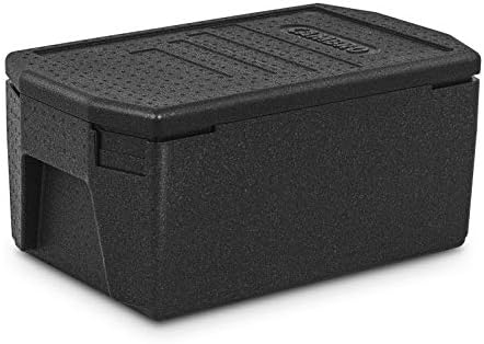 Cambro Thermo Box Food Delivery Box Food Transporter GN 1/1 (20cm Deep) XXL Handles EPP180LHSW110 (Foam (Expanded Polypropylene EPP), Black, 53.8x35.5x25.5cm)