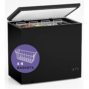 Northair Chest Freezer – 7 Cu Ft with 4 Removable Baskets – Reach In Freezer Chest – Quiet Compact Freezer – 7 Temperature Settings – Black