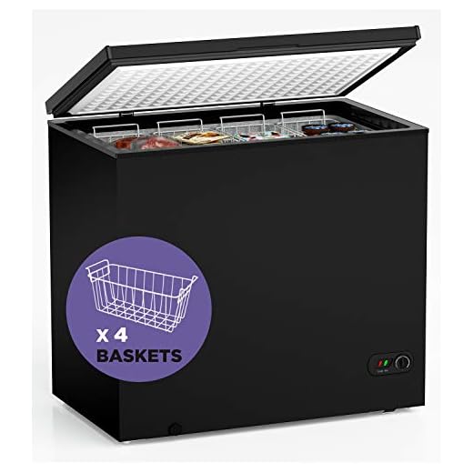 Northair Chest Freezer - 7 Cu Ft with 4 Removable Baskets - Reach In Freezer Chest - Quiet Compact Freezer - 7 Temperature Settings - Black