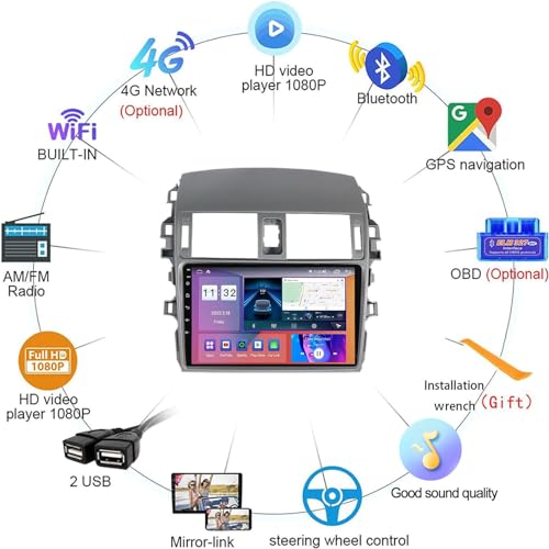 Estéreo Android 12 con DSP y sonido premium para Corolla 4