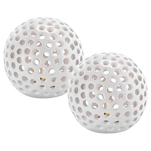 Lunartec Leuchtkugel Keramik: Kabellose LED-Dekoleuchten aus Keramik im 2er-Set (Keramikkugeln mit Licht)
