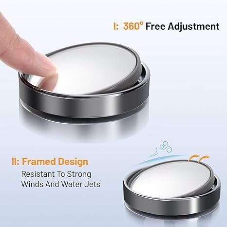 Image of Blind Spot Rear View Mirror, 360 Rotate Round HD Glass Convex, Adjustable Automotive with ABS Protective Shell for Suv Van Universal Cars. (SILVER, PACK OF 4)