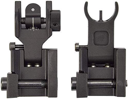Gocheer Tactical Flip Iron Sight es Compatible con los rieles Picatinny y Weaver, Conjunto de Soporte de mira Delantero y Trasero Negro
