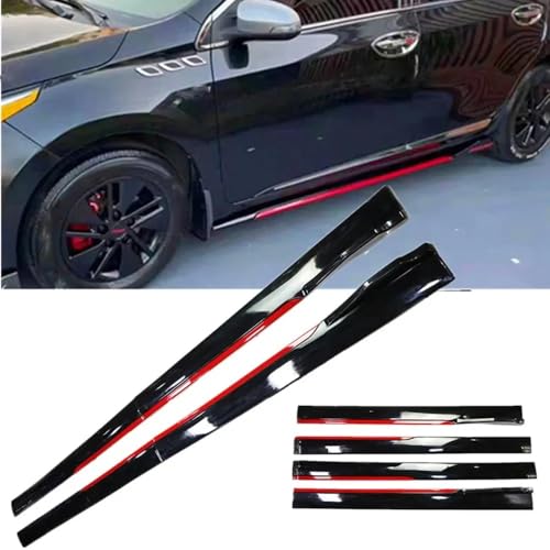 Extensiones de faldón lateral negro y rojo de 2.4m para tunear coches F10 y F11 en un kit de 4PCS 3