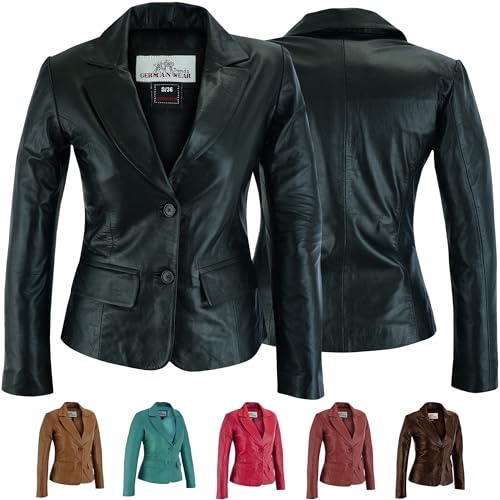 German Wear Damen Lederblazer Lederjacke Blazer Echtleder Jacke aus...