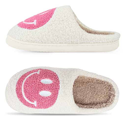 RXLLDOLY Happy Face Slippers Unisex - Plüsch Bequeme Warme Winter Hausschuhe Für Damen Herren, Super weicher Anti-Rutsch Memory Foam Slides, Für Zuhause Drinnen draußen