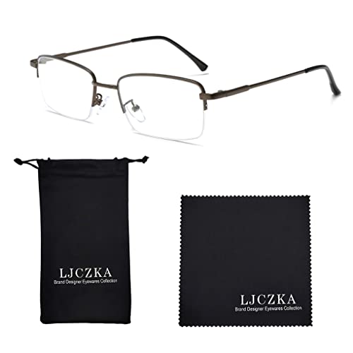 Image of LJCZKA Half Rimless Blue Light Blocking Glasses Women Men Fresh Rectangle Computer Business Glasses