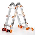 Wolec Telescoping A-Frame Ladder- 11FT Folding Extension Ladder with Wheels & Stabilizer Bar, 330lb Security Load Multi Position Ladders for Stairs Home Indoor Outdoor Roof