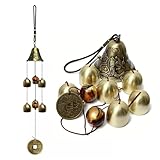 Glücks-Windspiel, Vintage-Metall-Windglocke zum Aufhängen, Glücksbringer mit Münze für Garten, Haus, Terrasse, Hof (Gragon und Phönix)