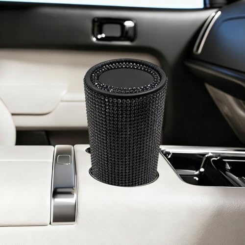 Porta pañuelos para carro con brillo de cristales negros miniatura 1