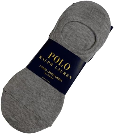 POLO RALPH LAUREN Mens No Show Liner Socks, Gray, Shoe Size 6-12 1/2