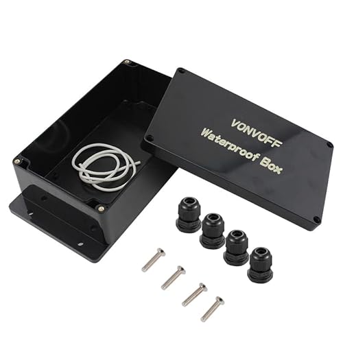 Vonvoff Electrical Box, Universal Junction Box,Dustproof Waterproof Ip65 Abs Plastic Box,With Fixed Hole And 4Pcs X M16 Cable Gland,7.8" X 4.7" X 2.9"/200 X 120 X 75Mm,Black… #TOP1