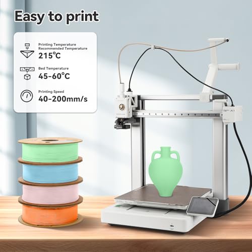 Image of 3DHoJor Matte PLA 3D Printing Filament 4 Pack, 4KG | Mint Green+Peach Pink+Light Blue+Orange