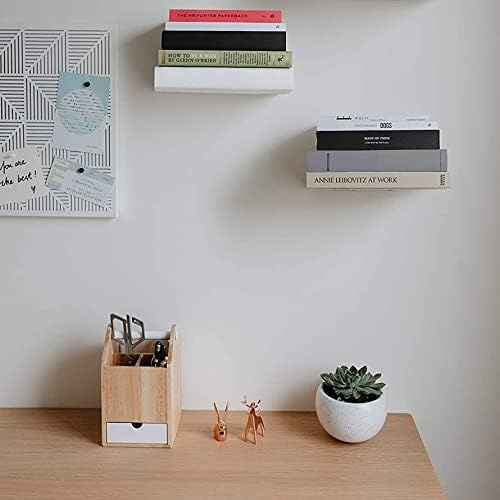 Tamseen Floating Bookshelf, Set of 6 Invisible Floating with Screw Sturdy Metal Iron Bookshelf, White Multipurpose Concealed Shelves Wall Mounted Storage, for Home Office Classroom Library