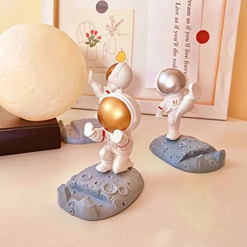 Cute Astronaut Phone Stand Holder, Funny Resin Astronaut Statue Tabletop Cell Phone Holder, Gold #TOP4