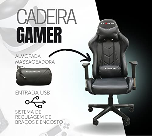 Cadeira Gamer KZI Racer com Massageador (Preto)