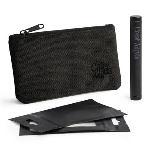 Juego de bolsas pequeñas y tubos de aluminio a prueba de olores – Kit de bolsas y manguera sin olor – Ideal para viajes – Negro